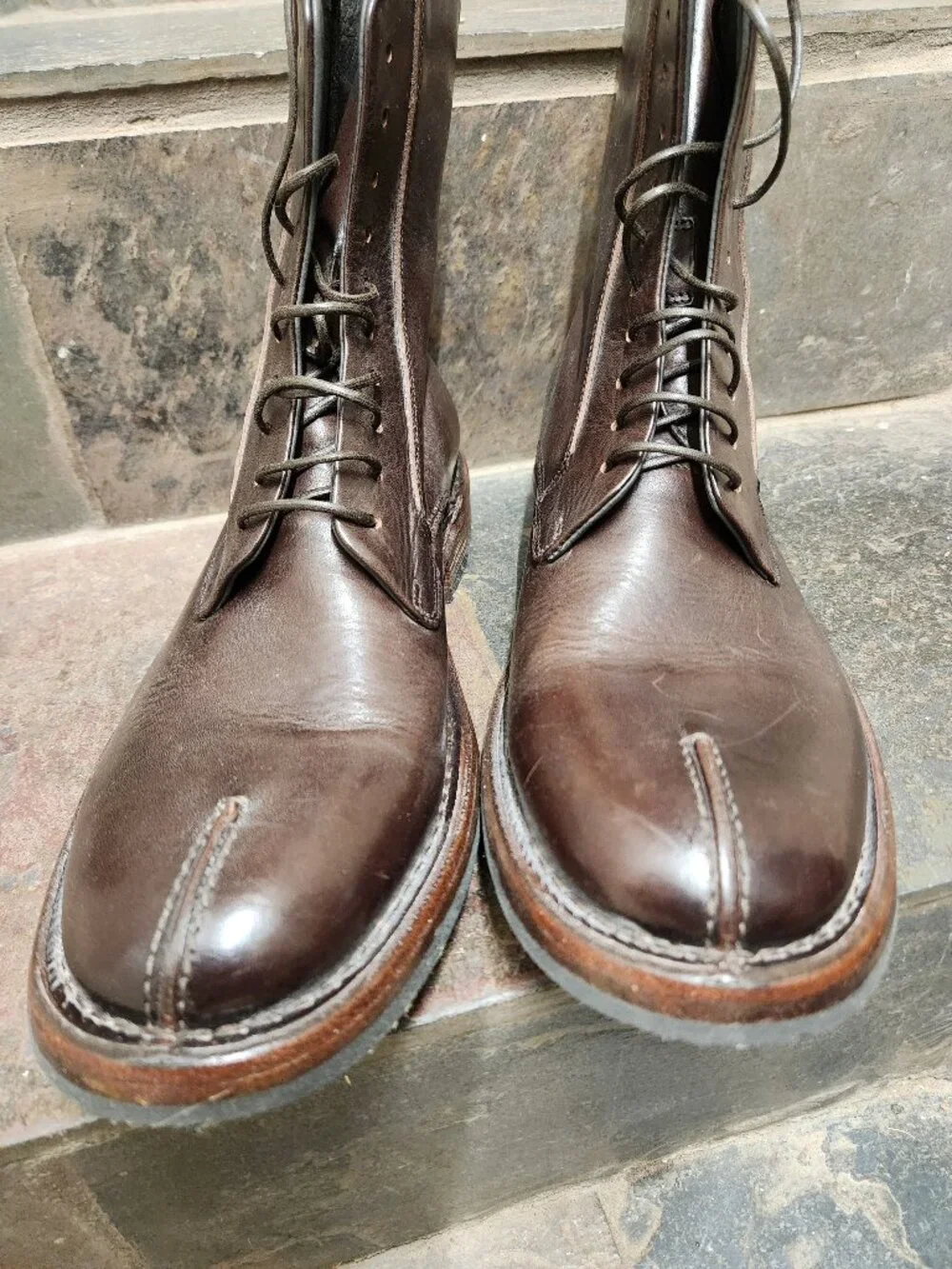 MOMA Men's Hand-made Italian Calfskin Lace-up Boots, Brown Size 9 (Eu 42 1/2)